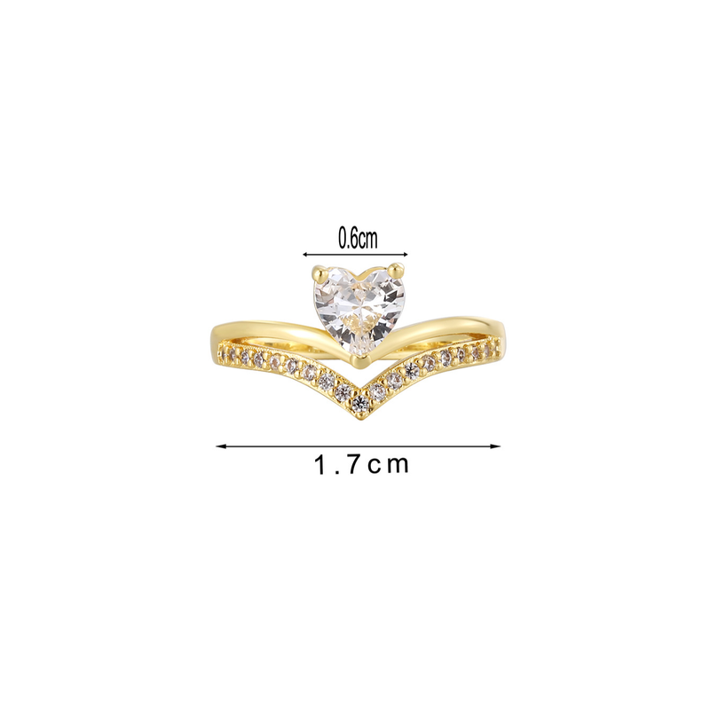 Temperamento Luxo Anel de Camada Dupla Feminino Amor Zircão Retro Anel Versátil_voghion.com