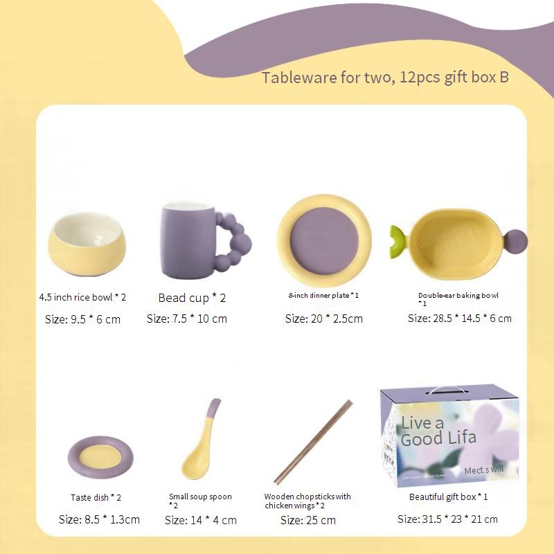 Macaron Pastel Ceramic Dinnerware Set Minimalist Bowls Plates Mugs Bakery Style Oven Safe Dishes Cream Color Tableware For Gift Daily Use_voghion.com