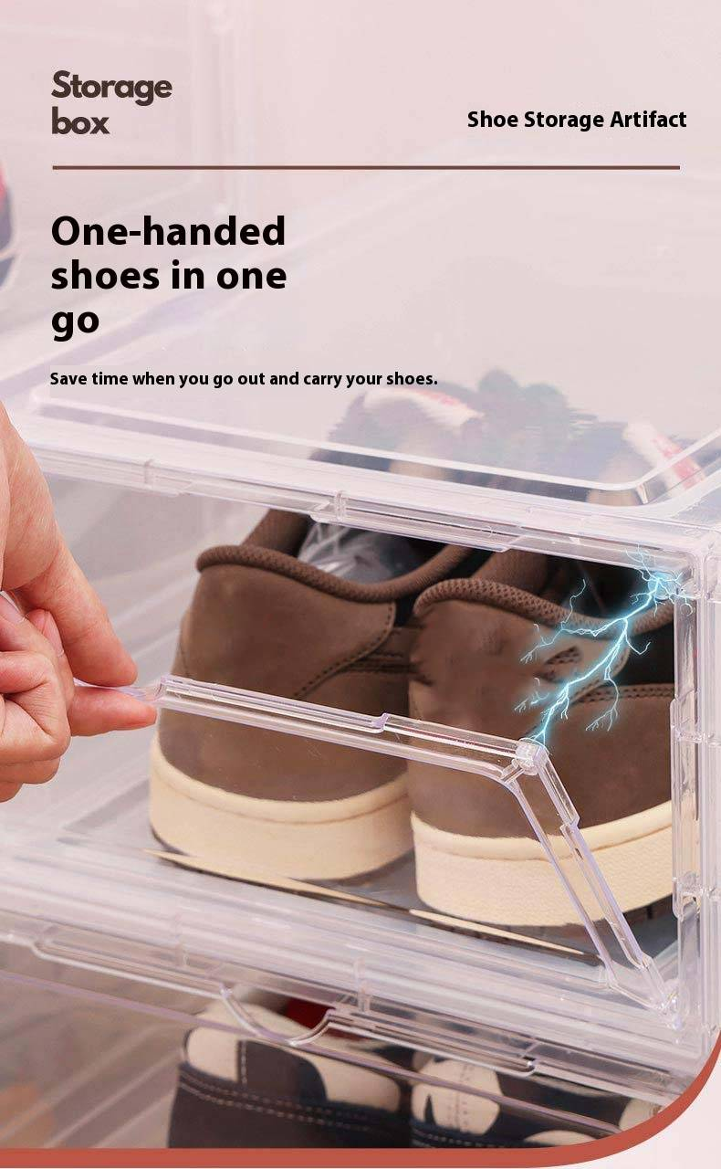 Caja apilable transparente para guardar zapatillas deportivas (paquete de 12) con tapa abatible para guardar zapatillas de baloncesto y otras zapatillas._voghion.com