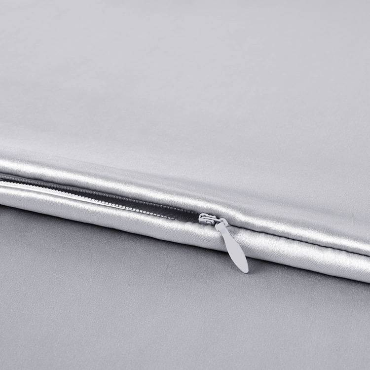 Solid Color Satin-Like Pillowcase - Silk Feel Zipper Closure (Breathable & Hypoallergenic Luxury Bedding Accessory Modern Home Decor)_voghion.com
