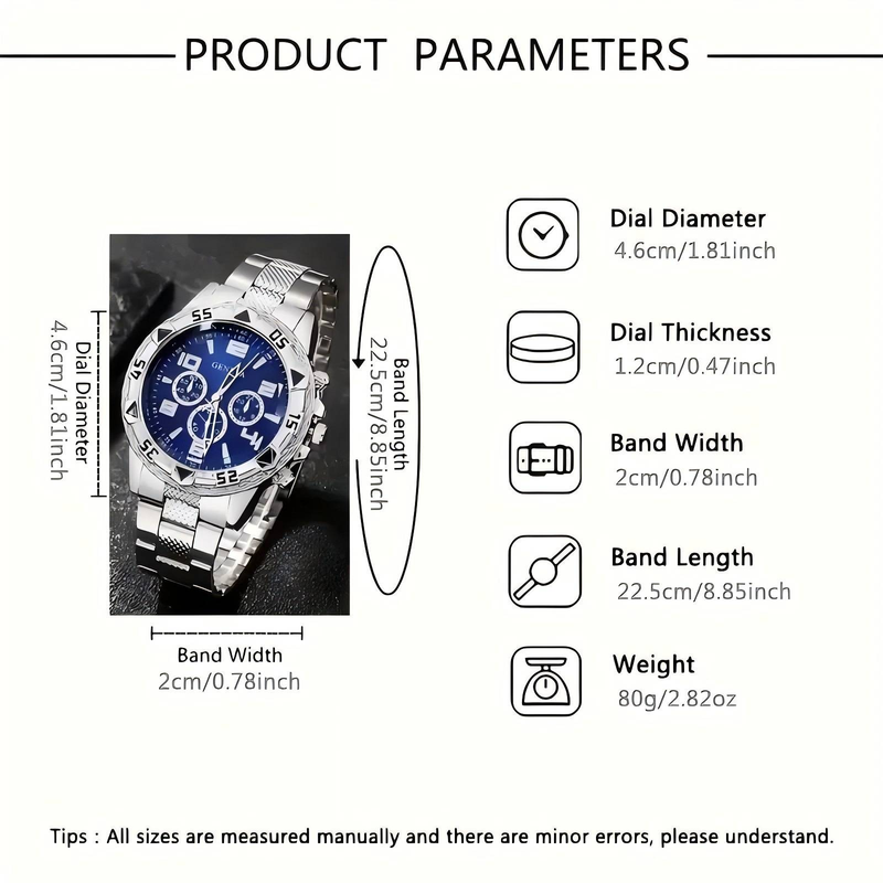 Swiss Men's Watch Set - Quartz Chronograph & Date Display (Business Stainless Steel Bracelet + Leather Strap Combo)_voghion.com
