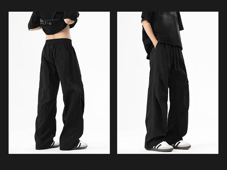 Herren Sommer Freizeithose Plissee Arbeitshose Lockere Hose mit weitem Bein_voghion.com
