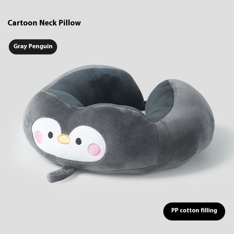 Ultraweiches U-förmiges Nackenkissen im Cartoon-Stil mit Füllung aus PP-Baumwolle – ergonomische Unterstützung für Reisen und Büro für Erwachsene und Kinder_voghion.com