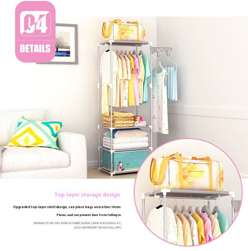 Verstellbare multifunktionale Garderobe – Robuster, freistehender Kleiderständer mit breiter Basis und 6 Haken, modernes Design für Schlafzimmer/Eingangsbereich_voghion.com