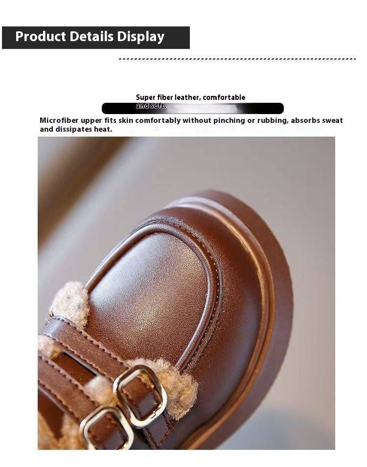 Winter Princess Shoes For Girls - Plush Lined British Style Mary Janes With Anti-Slip Soft Sole (Black/Beige/Brown, Sizes 23-37)_voghion.com