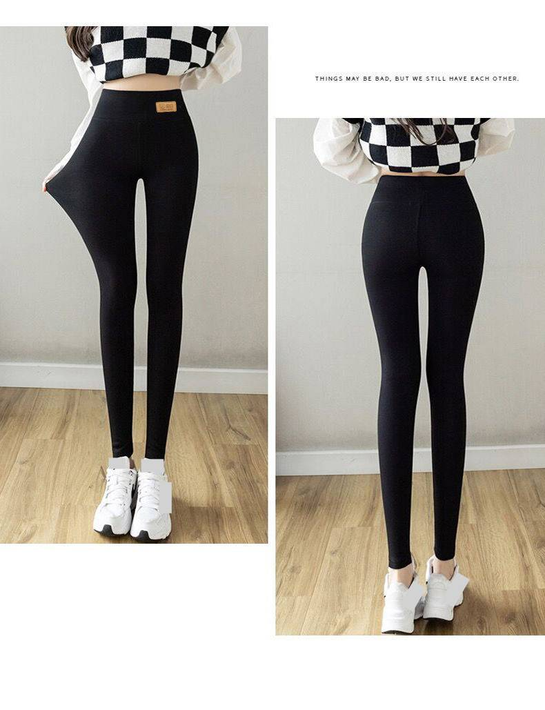 Leggings in cotone a vita alta da donna - Pantaloni termici invernali foderati in pile, vestibilità slim ed elasticizzati per un abbigliamento casual e quotidiano_voghion.com