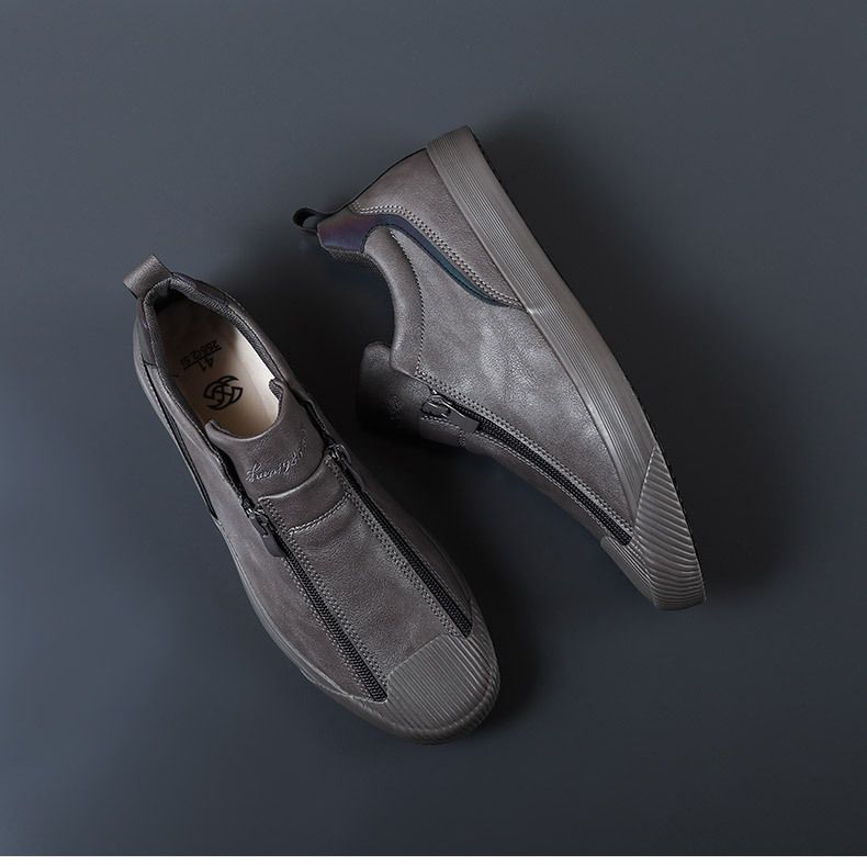 2024 Frühjahr neue Herrenschuhe modische Schuhe Herren Doppelreißverschluss Freizeitschuhe Herren Boardschuhe vielseitig trendige warme Lederschuhe_voghion.com