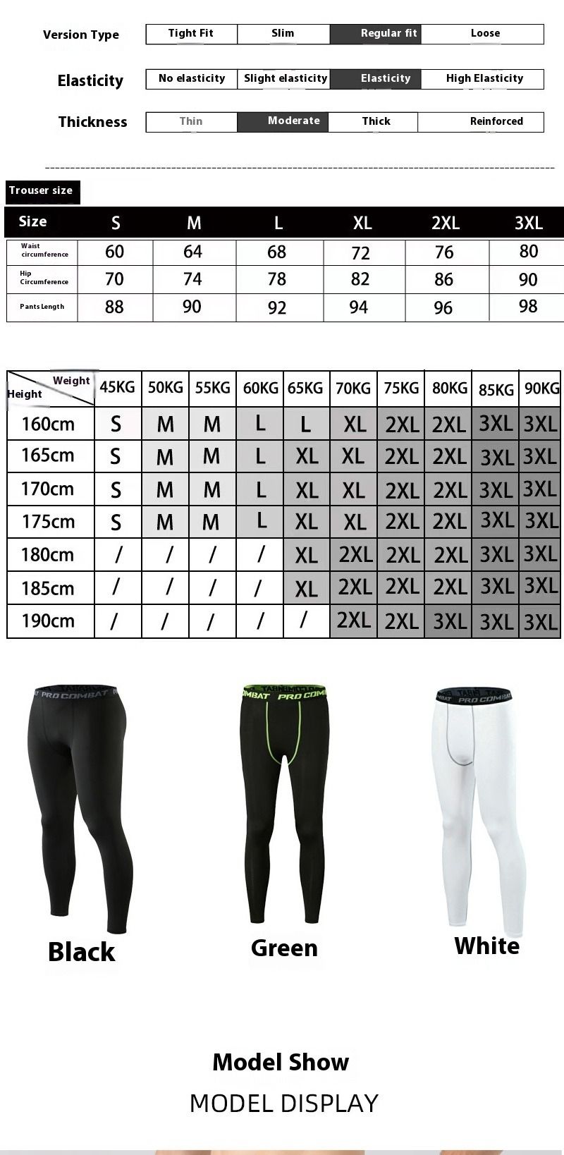 Men's Compression Pants Long, Workout Tights For Running Gym & Cycling, US Sizing_voghion.com