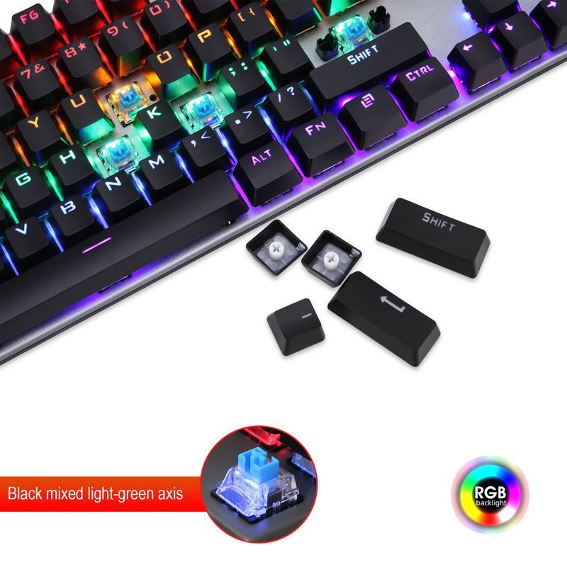 Arabic Language Mechanical 104 Keys Blue Switch 20+ Lighting Colorful Keyboard_voghion.com