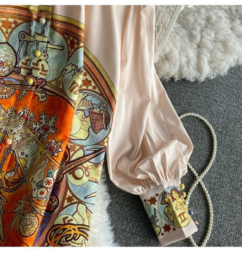 Jupe à fleurs pour femmes, chemise imprimée, ensemble deux pièces_voghion.com
