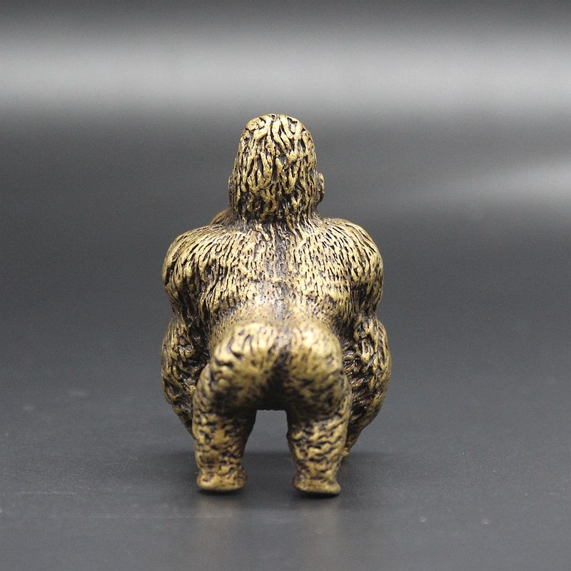 Precisionsmassiv gorilla liten prydnad, konst, husdjur, apa, kopparhandtag, antik mikrosnideri, antik, gammal bronsvara_voghion.com