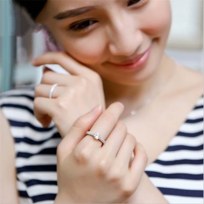 Dazzling Rose Gold Sier Color Round Ring for Women Metal Inlaid Zircon Stones Wedding Rings Set Engagement Jewelry_voghion.com