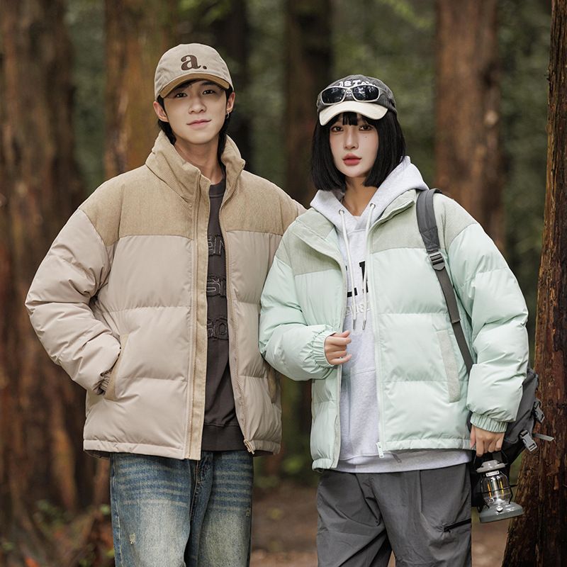 Winter Neue Fleece Unisex Verdickte Warme Mantel Paar Stil Puffer Trendy Farbe Block Baumwolle Gefütterte Jacke_voghion.com