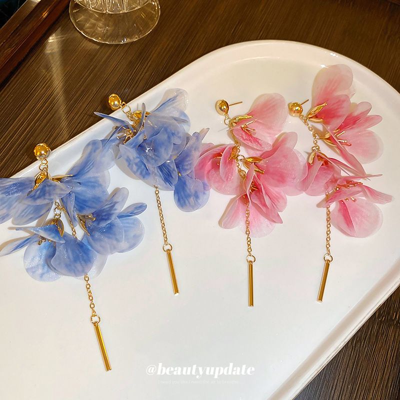 Orecchino con fiore d'ago d'argento, fata coreana, centro commerciale coreano, stile vacanza, temperamento dolce di nicchia_voghion.com