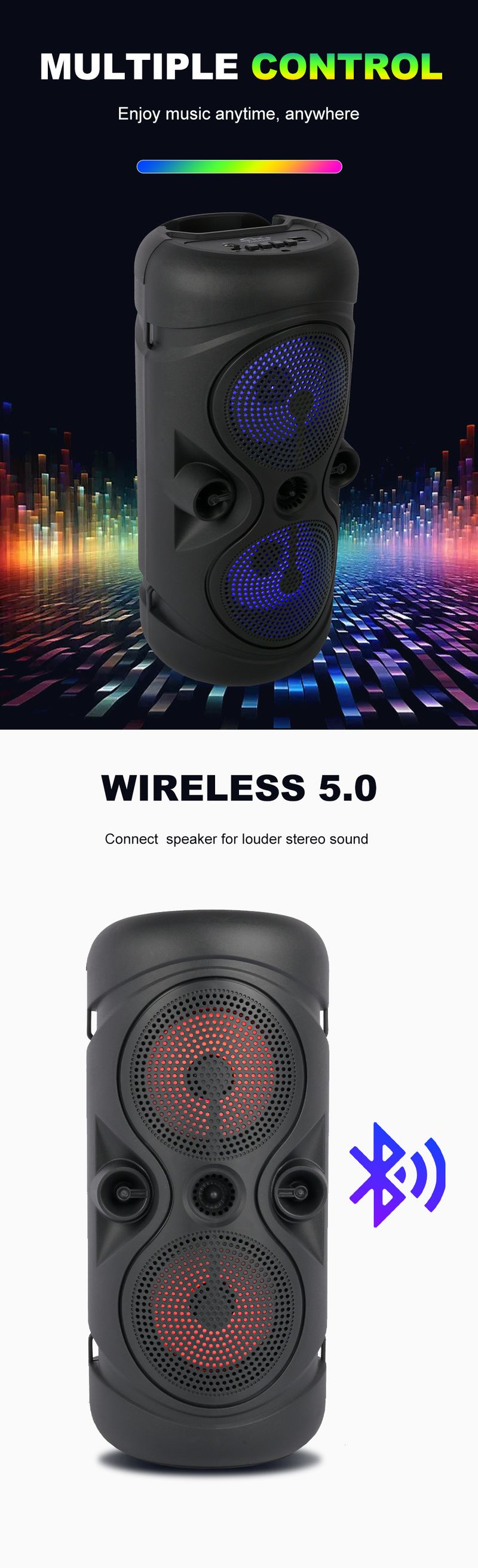 ZQS4259 Hordozható, TF kártya lejátszást támogató, Bluetooth kis sztereó U lemezes memóriakártya hangszóró_voghion.com