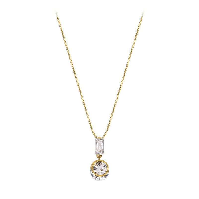 VENUS Sier Sterling Flash Collana con diamanti Fashio Cristallo Zircone Goccia d'acqua Ciondolo da donna Catena clavicola_voghion.com