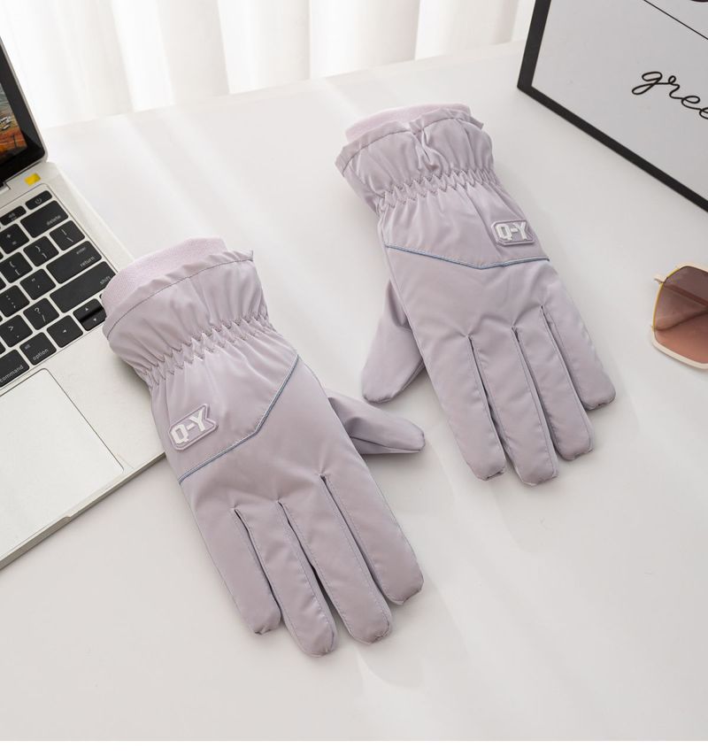 Luvas de ciclismo de lã grossa feminina com tela sensível ao toque e luvas de algodão quentes e impermeáveis para andar de bicicleta elétrica no inverno_voghion.com