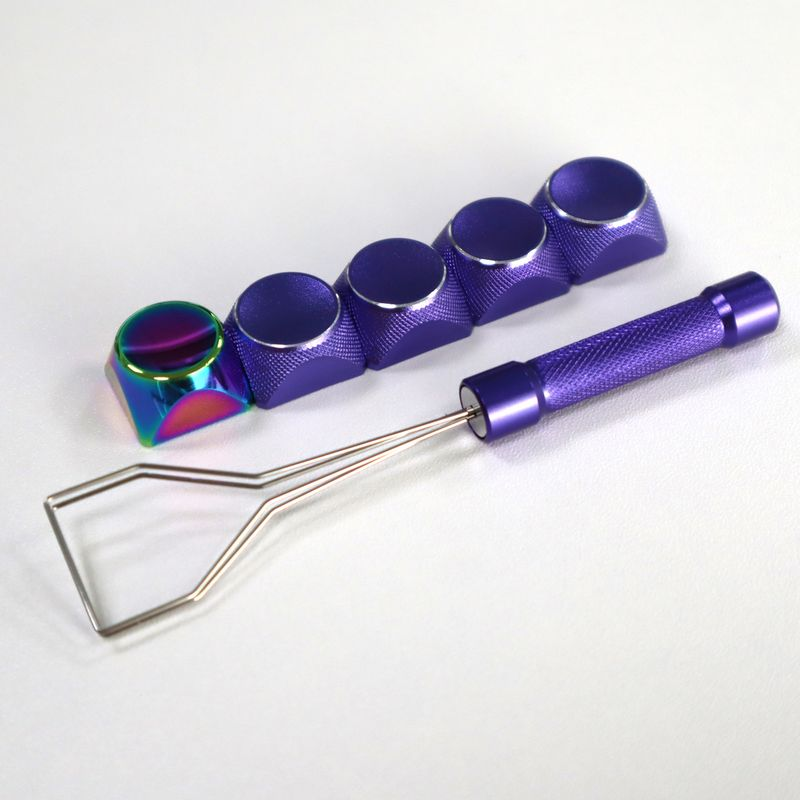Xinweiqing 5Pcs Key Electroplated Gradient Color Ergonomic Metal Computer Mechanical Keyboard Caps with Keycap Puller_voghion.com
