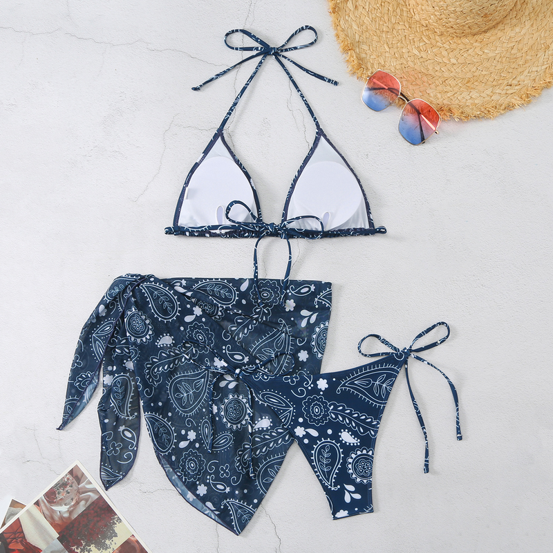 Meerkleurige driehoekige gaasrok voor dames, driepuntsbikini die meisjes moeten hebben_voghion.com