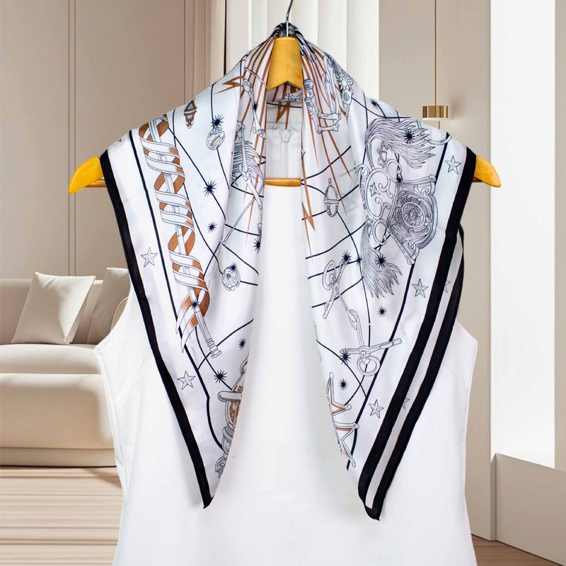 Interstellar Chorus Spring Summer Elegant Daily Commute Mulberry Silk Crepe Satin Scarf Sun Protection Shawl_voghion.com