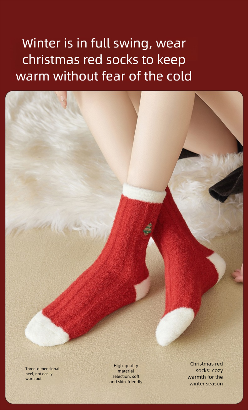 Chritma For Women, Autumn And Winter Thickened Pluh Warm Cotton 2026 Of The Hore New Year Red Sock, Cute Sleep_voghion.com