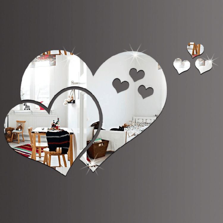 Home acrylic 3D self-adhesive Love mirror sticker DIY decorative painting background wall_voghion.com