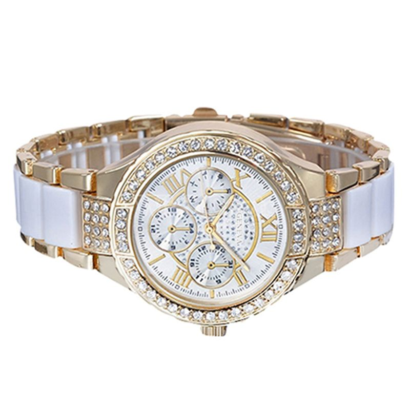 Yamaler Damen-Armbanduhr, modisch, römische Ziffern, Strass-Legierung, analoges Quarz-Kleid_voghion.com