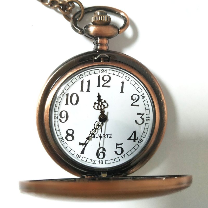 Tungsten Steel Polished Flip Cover Large Pocket Arabic Numerals Antique Gift Watch 4 Colors_voghion.com