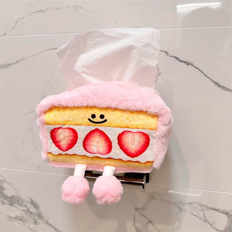 Peluche fraise dessin animé mignonne mangue chocolat kiwi boîte à sandwich pain mouchoir_voghion.com