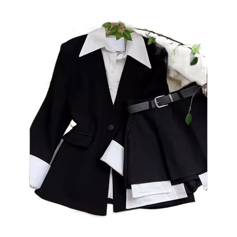 Early Autumn Little Style For Women 2024 New Two-Piece Blazer Jacket Top Skirt Pants Set_voghion.com
