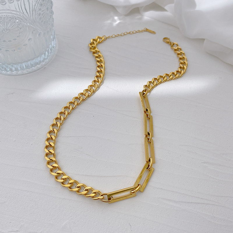 Einfache Edelstahl Halskette Frauen Hip Hop Gold Farbe Kuba Kette Kubanischen Minimalistischen Choker Halskette Schmuck_voghion.com