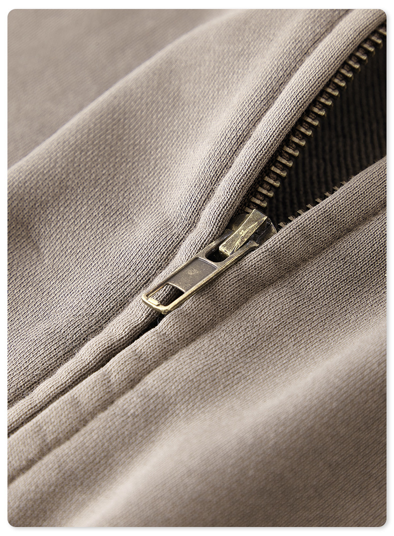 Men's Washed Bijoux Insert Zip Jacket Vintage Street Sweatshirt_voghion.com