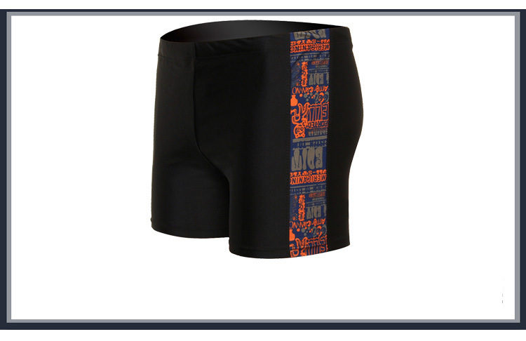 Herrenbekleidung Herren-Badeshorts Peinlichkeitssichere Herren-Badeshorts Schlichter schwarzer Patchwork-Badeanzug_voghion.com