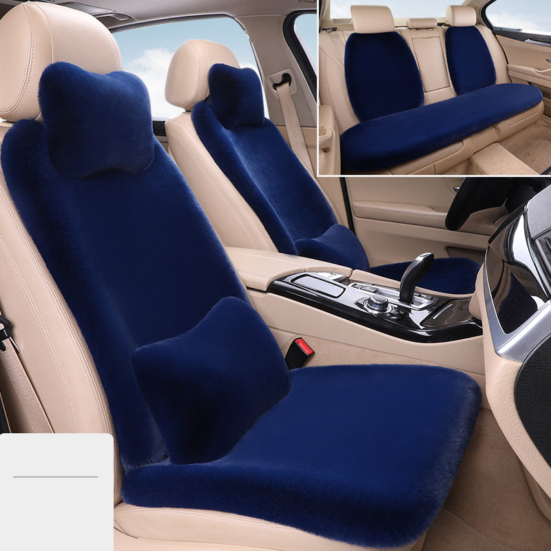 Bilsædehynde vinterplys syv dele sæt Ingen binding ryglæn varmt sædebetræk Kaninpels varm enkeltsæde firkantet hynde_voghion.com