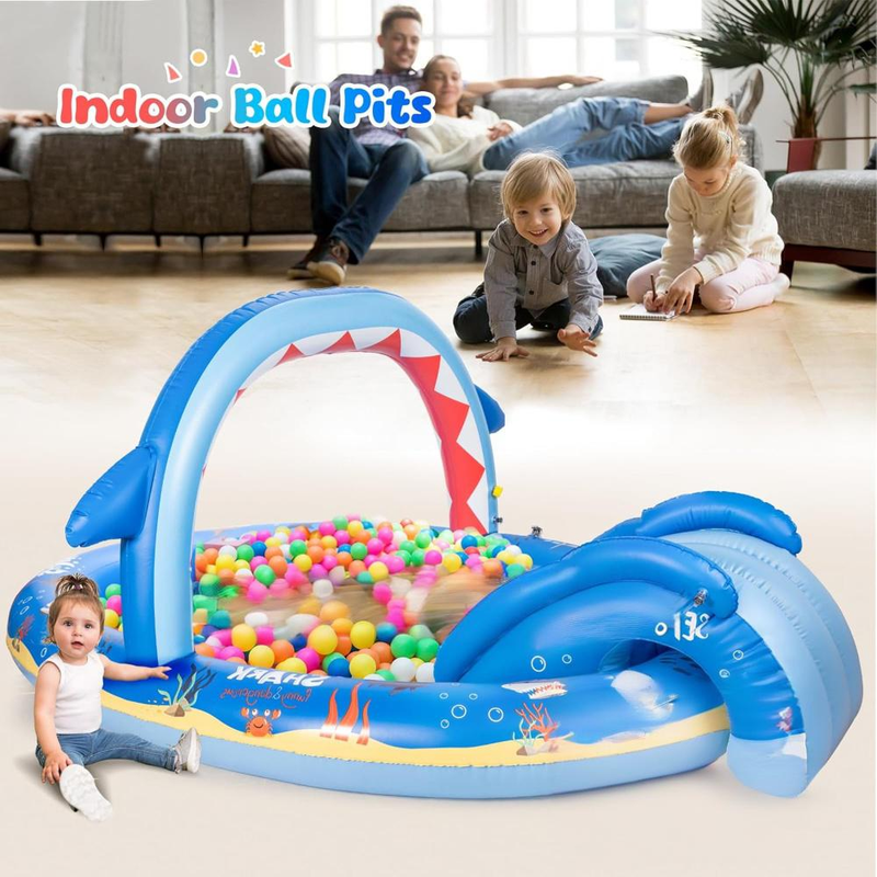 Inflatable Kids Water Park With Slide Unicorn Sprinkler Arch Splash Pool With Spray Fountain Wave Game Ocean Theme For Outdoor Summer Fun_voghion.com