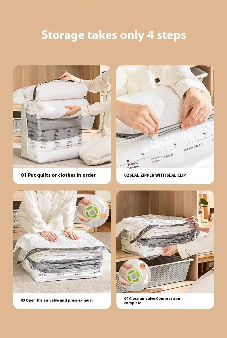 No-Pump Vacuum Storage Bags - Space Saver For Blankets, Winter Clothes & Down Jackets, Extra Thick & Airtight Design_voghion.com