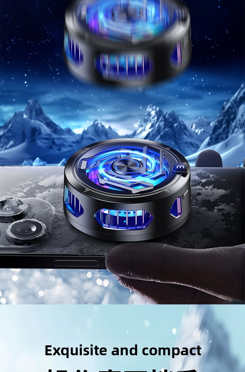 Supporto di raffreddamento magnetico per telefono - Base di raffreddamento a semiconduttore con ventola silenziosa da 25 dB e luce RGB (nero)_voghion.com