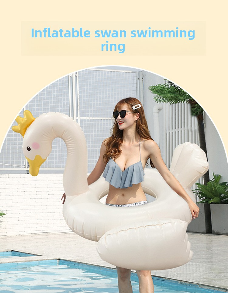 Swan-Shaped Pool Float - Eco-Friendly Thickened PVC Inflatable Swim Ring (Non-Toxic Anti-Burst Design Max 220lbs Summer Outdoor Water Play)_voghion.com
