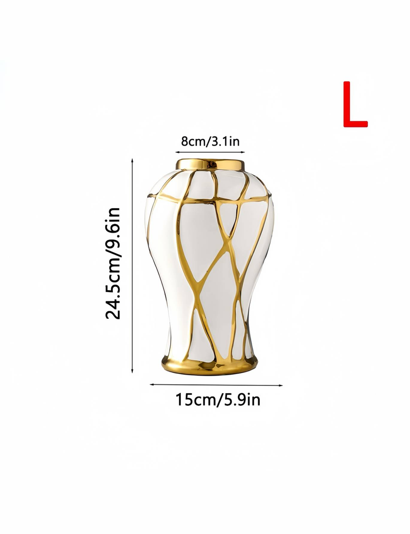 Ceramic Nordic Light Luxury Style Crack Vase Suitable For Living Room Tabletop, Fresh Flowers, Dried Flowers, Atmosphere Decoration, Ornament_voghion.com