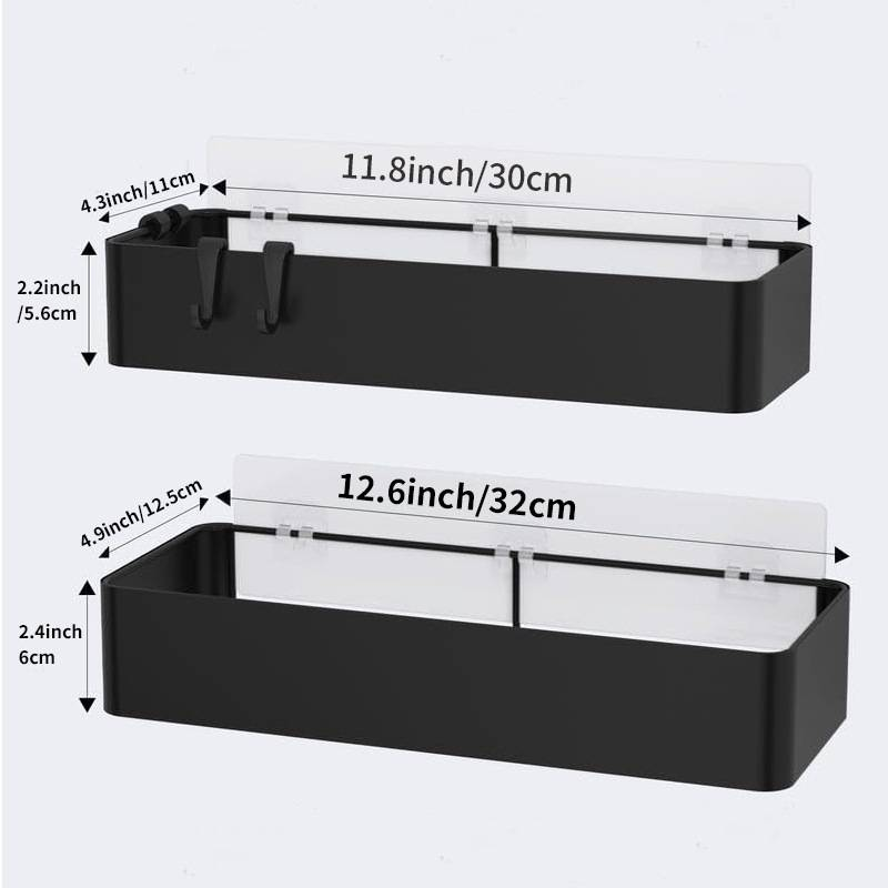 Étagère de salle de bain sans perçage, organiseur mural en métal pour douche et articles de toilette, support de rangement pour cosmétiques peu encombrant, support de rangement réglable antirouille_voghion.com