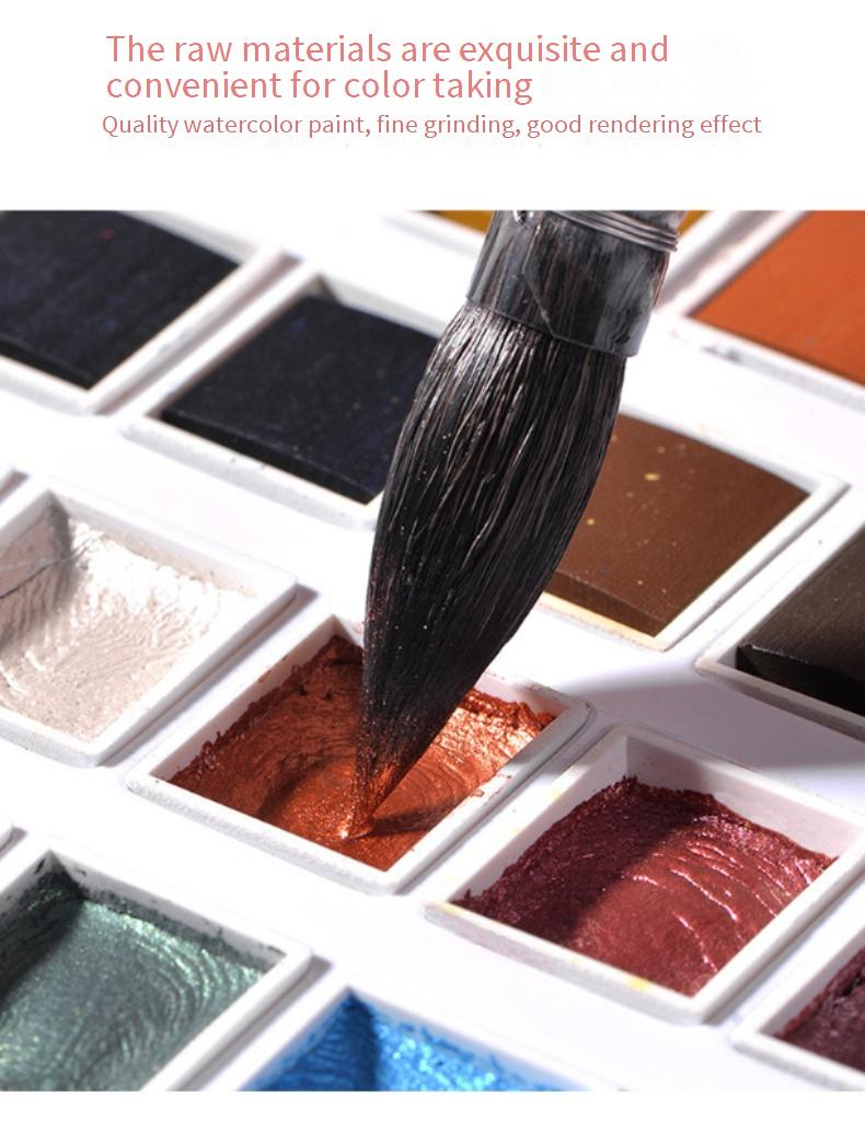 H&B Solid Watercolor Paint Set - 36/48 Colors With Metallic & Pearlescent Finishes, Premium Metal Tin Case, Ideal For Beginners & Artists_voghion.com