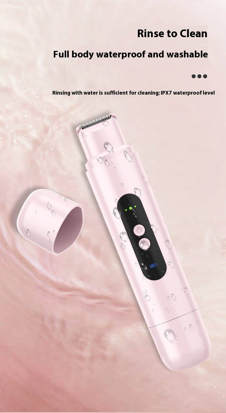 Professional Women's Electric Hair Trimmer For Bikini & Body, Portable USB Rechargeable Shaver With Dual Blades, Pink_voghion.com