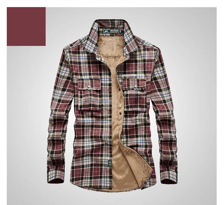 Camicia in flanella da uomo con fodera in pile - Camicia scozzese a maniche lunghe in 100% cotone per l'inverno, vestibilità comoda ed elegante per un abbigliamento casual (M-XXXXL)_voghion.com
