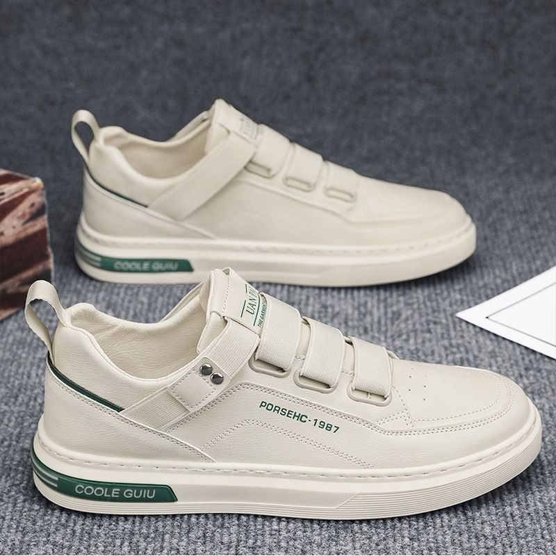 Euro Step Sommer Atmungsaktive Weiße Flache Herren Freizeitschuhe Aus Leder Vielseitige Sportschuhe Ohne Schnürsenkel Trendy_voghion.com