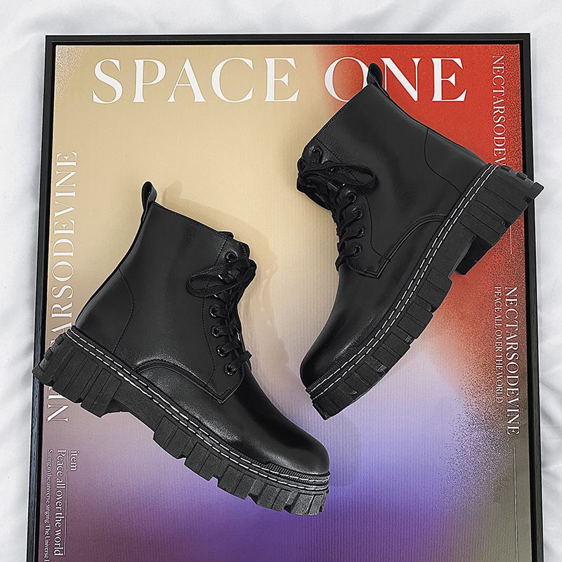 Martin British Style 2025 New Side Zipper Work Leather High Top Autumn Winter Men's Boots_voghion.com