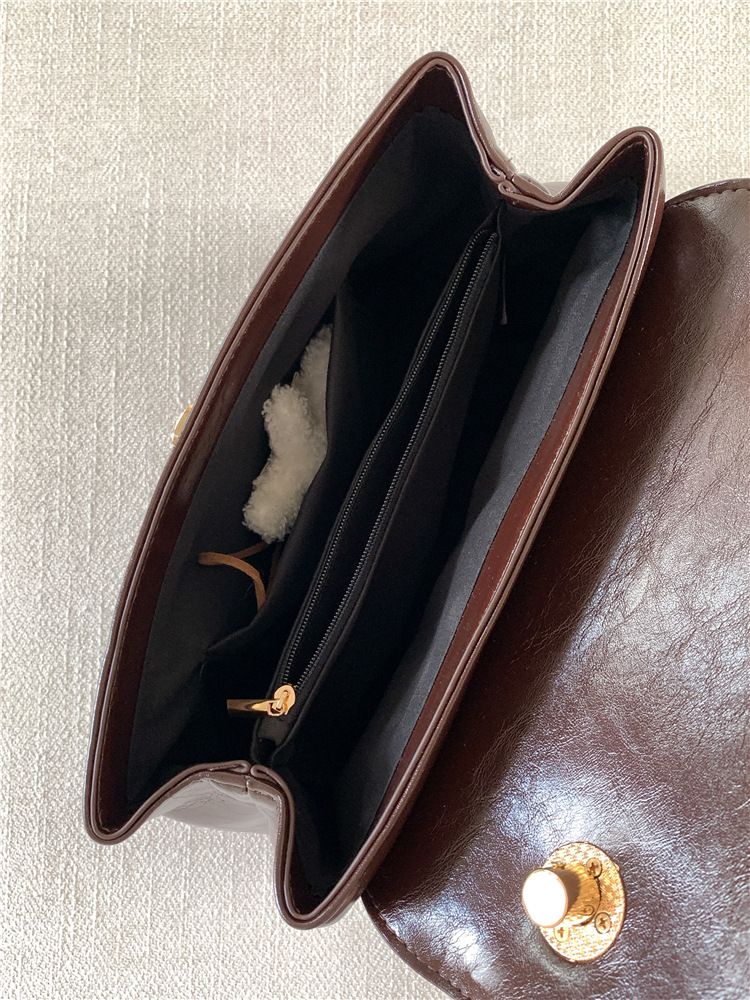 Borsa a tracolla con patta a forma di nicchia, moda di alta gamma, stile minimalista e compatto_voghion.com
