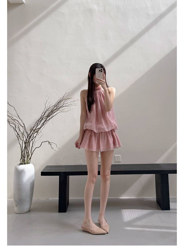 Lancui Nude Wedge Half Slippers For Women Summer Outdoor Patent Leather Chunky Heel Closed Toe Sandals Slim Pointed High_voghion.com