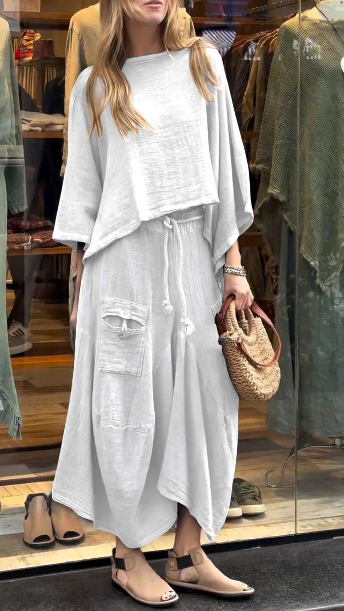 Vêtements pour femmes printemps et automne, ensemble deux pièces décontracté, couleur unie, jupe ample_voghion.com