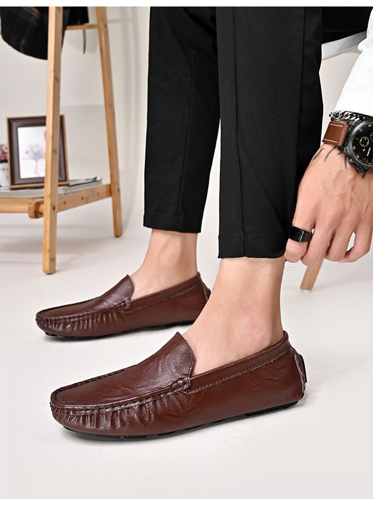 Wangjia Neue Herren-Loafer, schlicht, vielseitig, lässig, große Größen, bequeme, weiche Sohle, rutschfest, atmungsaktiv, zum Hineinschlüpfen, Fahrschuh aus Leder_voghion.com