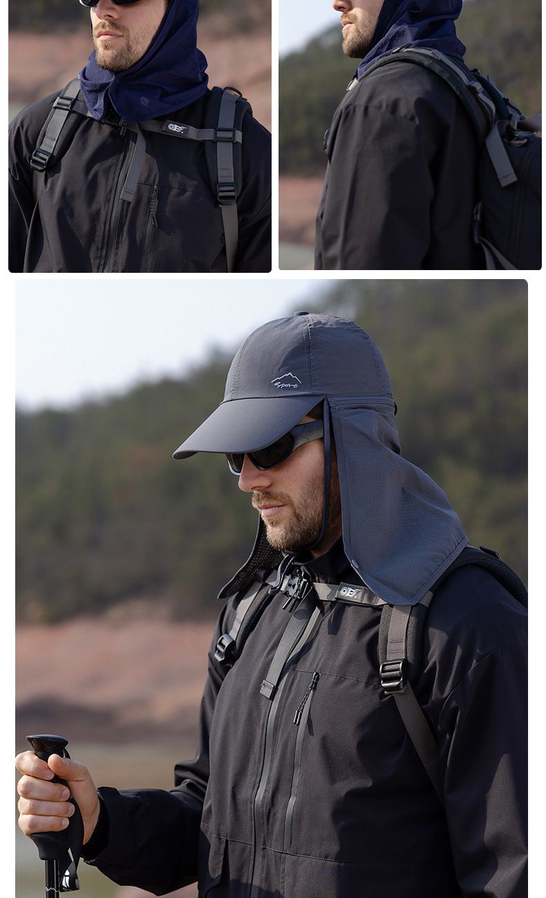 Sombrero de verano de secado rápido para el sol al aire libre con chal, gorra de béisbol para hombres y mujeres, visera de protección solar impermeable, escalada, pesca_voghion.com